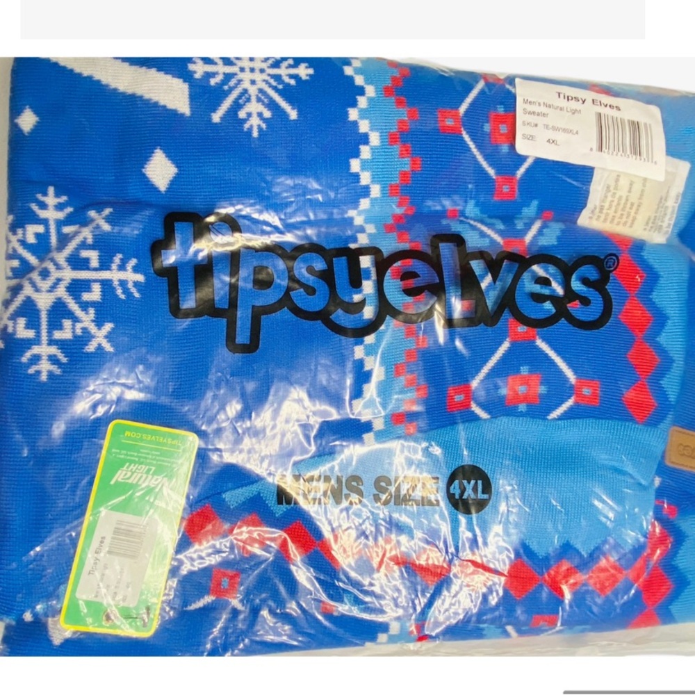 TIPSY ELVES Natural Light Beer Ugly Christmas Sweater Size 4XL - Picture 5 of 6